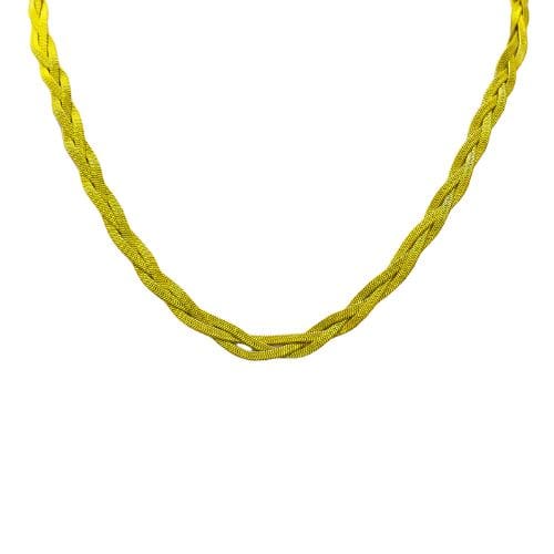 Ατσάλινο κοντό κολιέ με τριπλή αλυσίδα τύπου snake σε πλέξη (6 mm) σε χρυσό χρώμα
